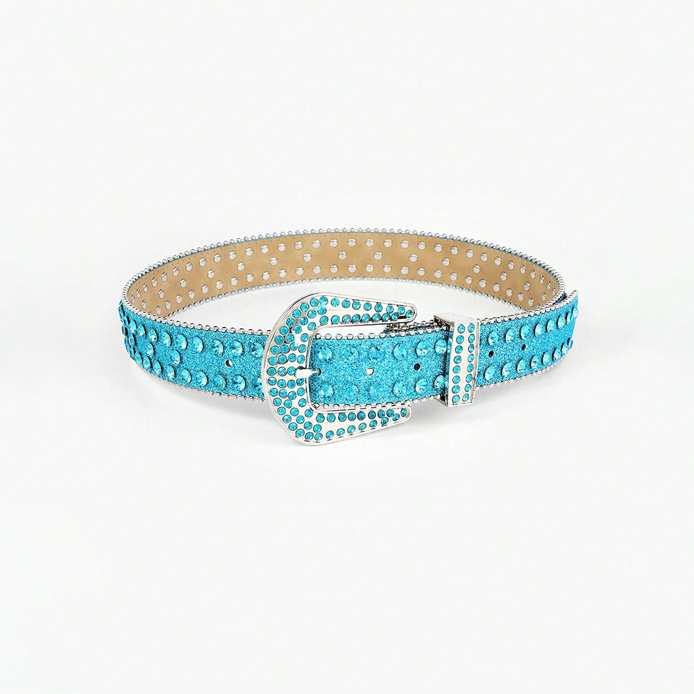 Rhinestone PU Leather Belt