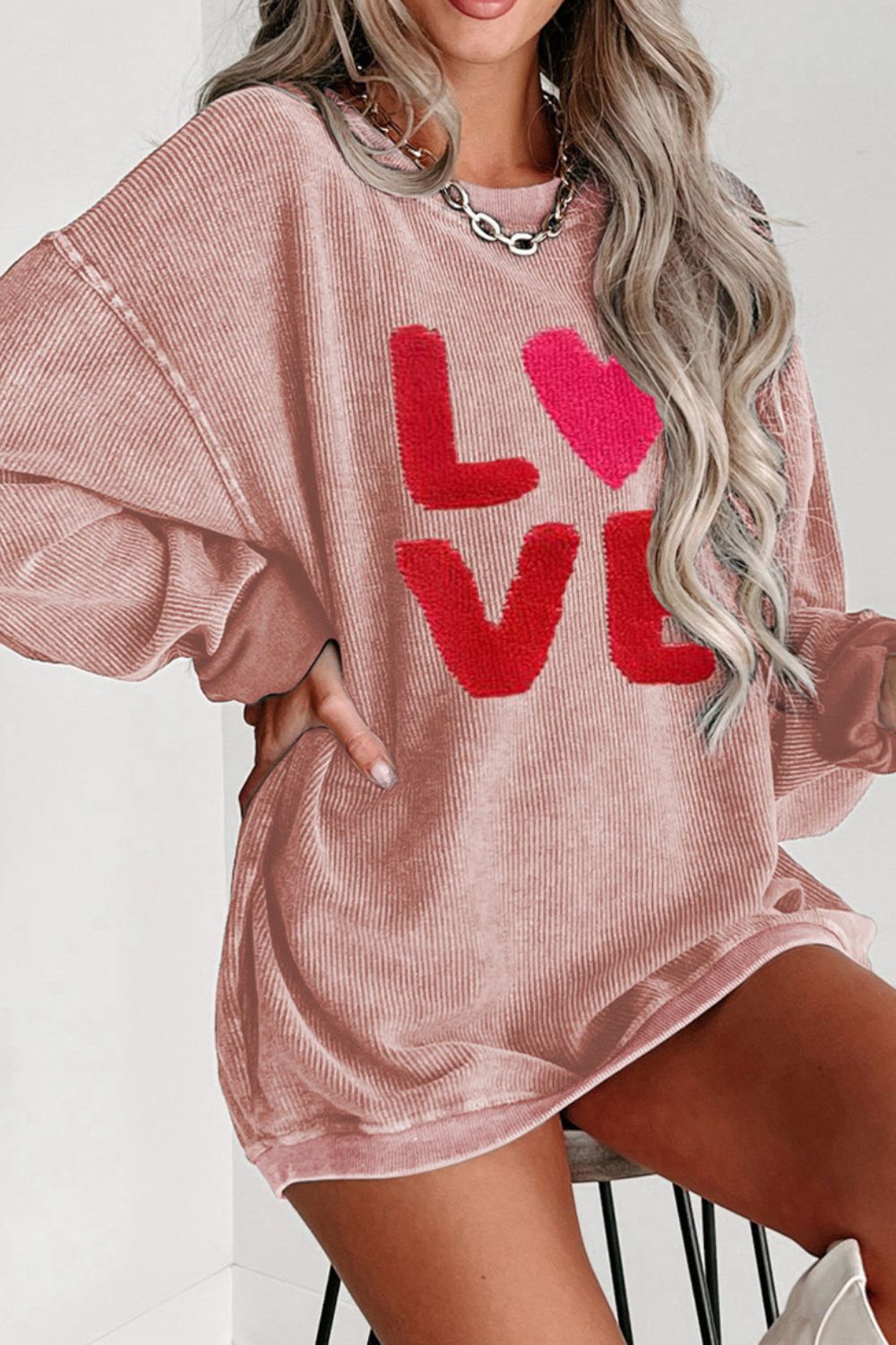 Valentine’s Day LOVE Round Neck Long Sleeve Sweatshirt