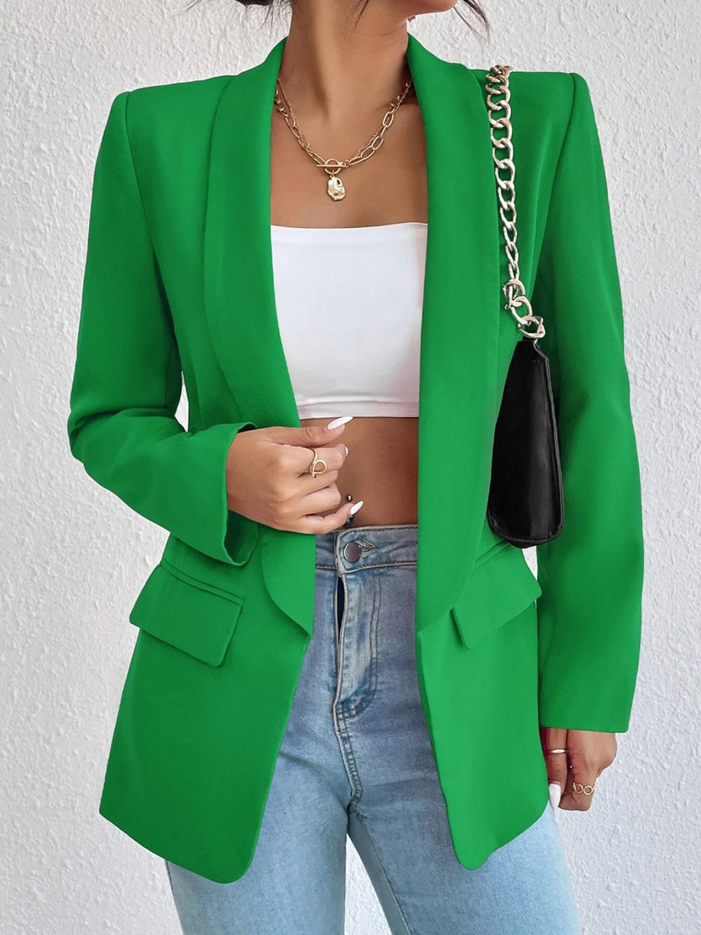 Shawl Collar Long Sleeve Blazer