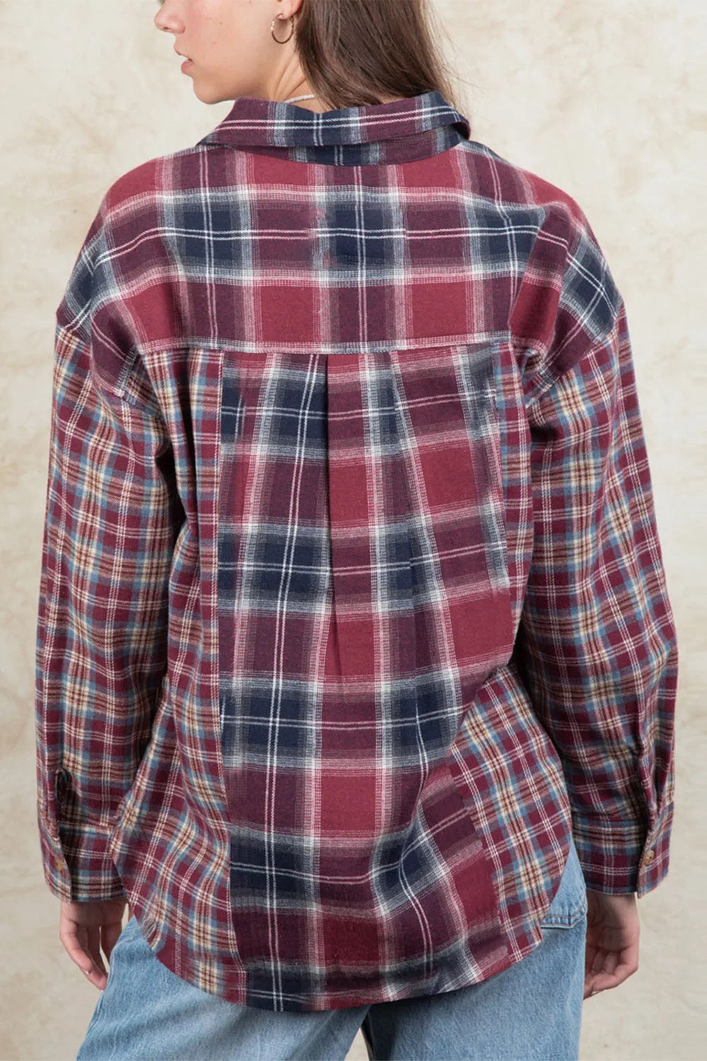 Plaid Collared Neck Button Up Long Sleeve Shirt